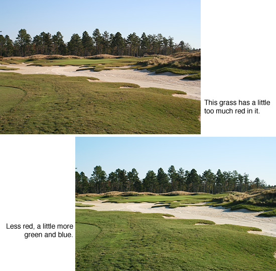 Golf photo color adjustment before and after