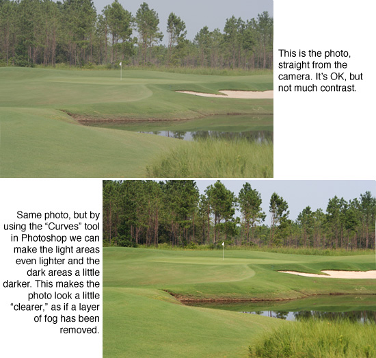 Golf photo curves adjustment before and after