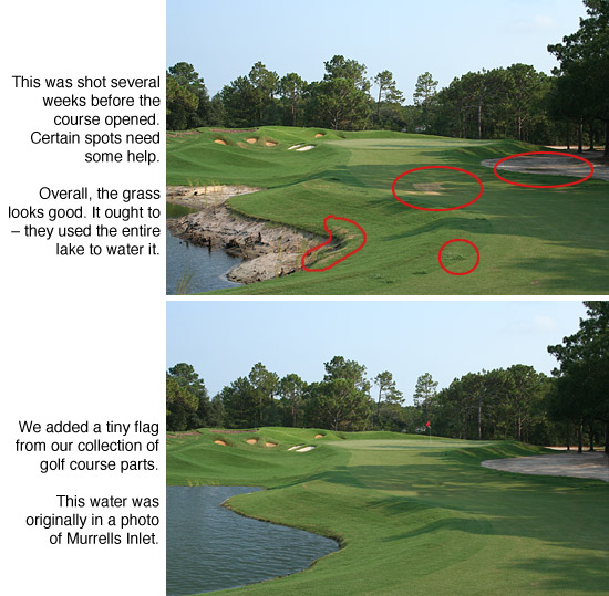 Founders Club lake and grass enhancement before and after