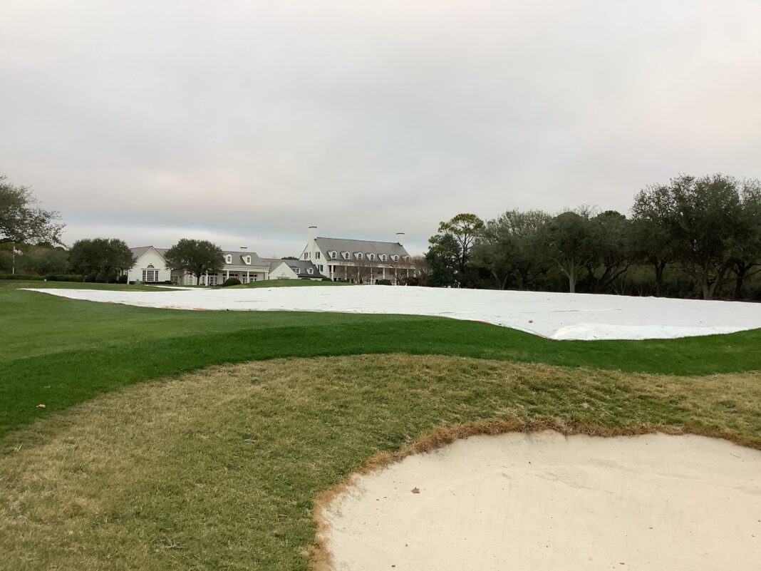 GOLF COURSES IN THE MYRTLE BEACH AREA ARE CLOSING FOR A FEW DAYS AND MANY ARE COVERING GREENS TO PROTECT THEM FROM DAMAGE.